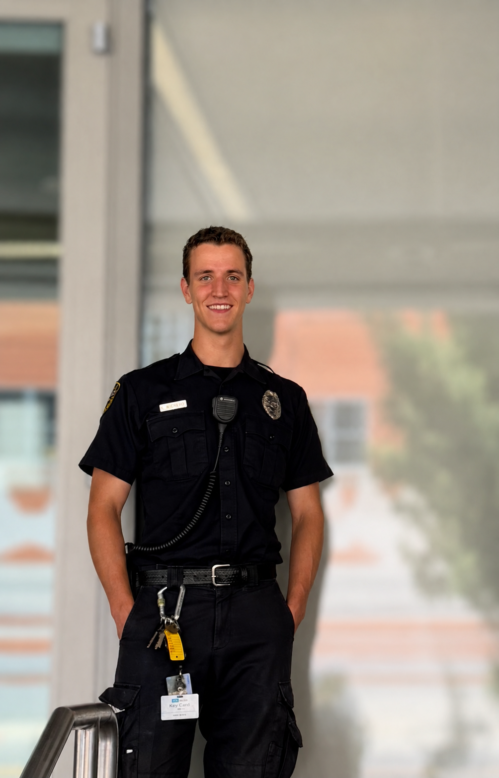 Rafael standing in uniform with a blurred background